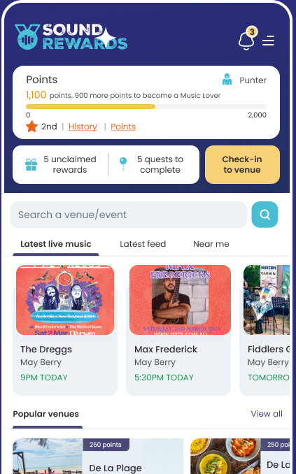 Logged in page
